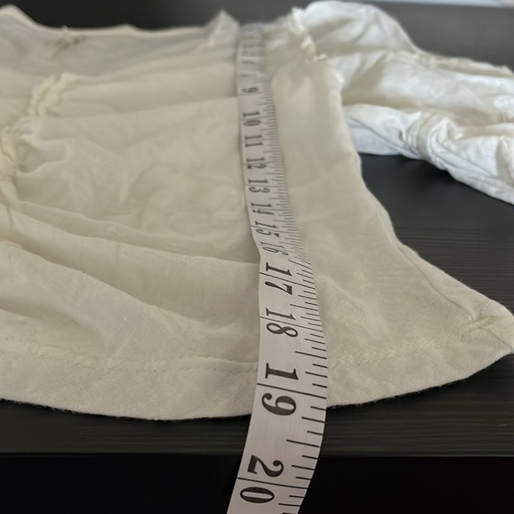 Anthropologie White Puff Sleeve Ruched Blouse - Picture 11 of 13